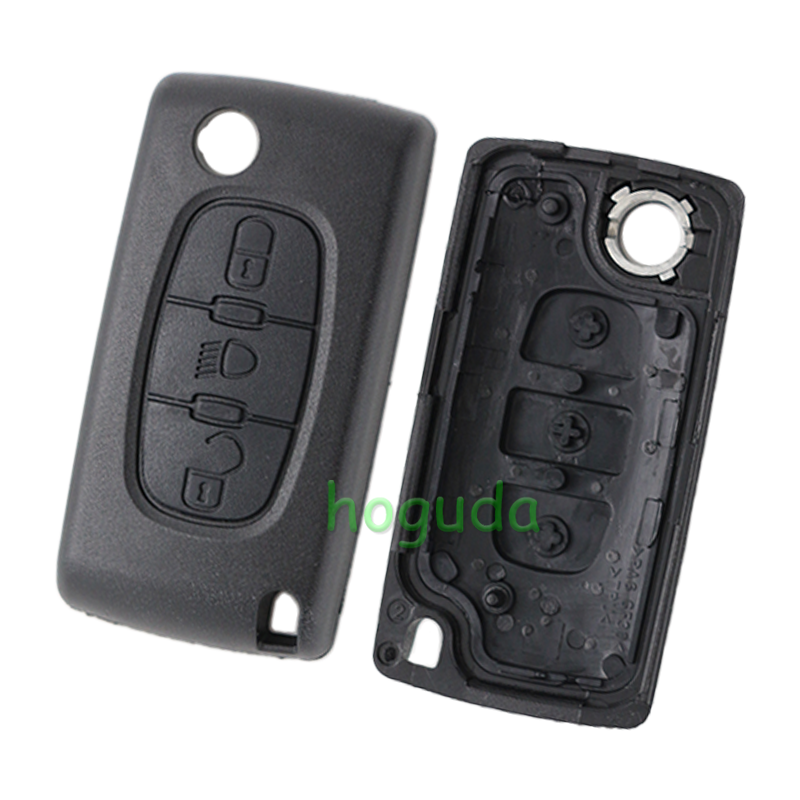 For Peugeot 307 blade 3 button flip remote key shell with light button ( VA2 Blade - 3Button -  Light - No battery place )