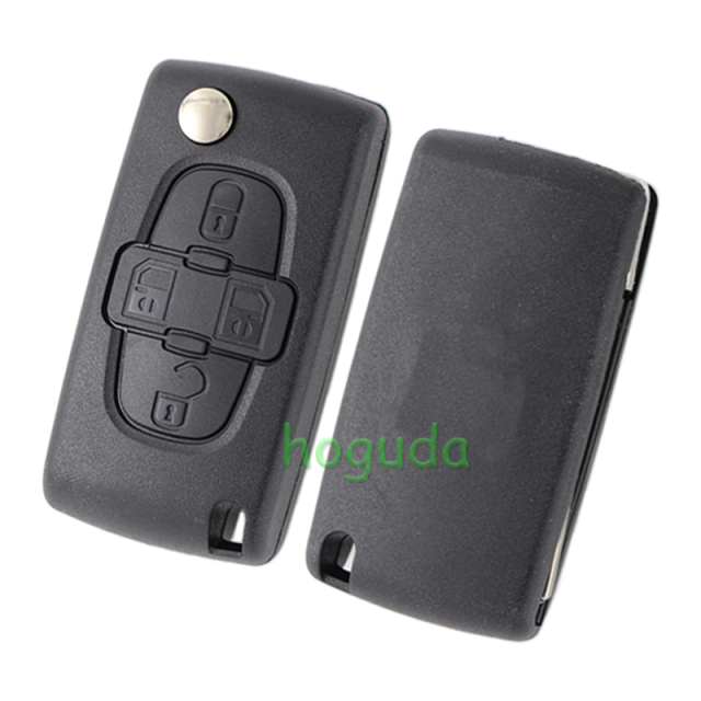 For Peugeot 4 button remote key blank with 407 blade ( HU83 Blade -4 Button- No battery place) (No Logo)