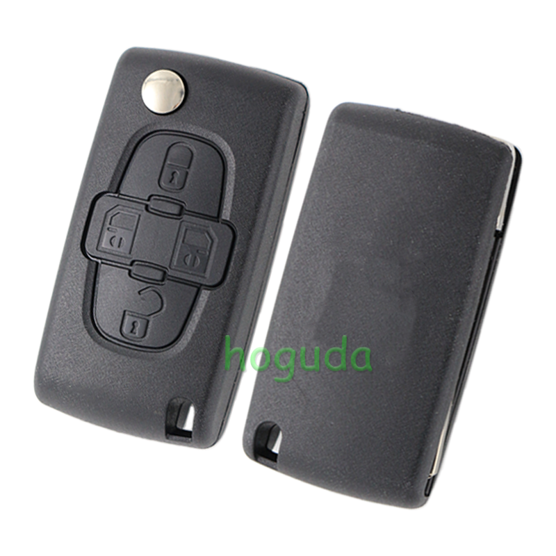 For Peugeot 4 button remote key blank with 407 blade ( HU83 Blade -4 Button- No battery place) (No Logo)