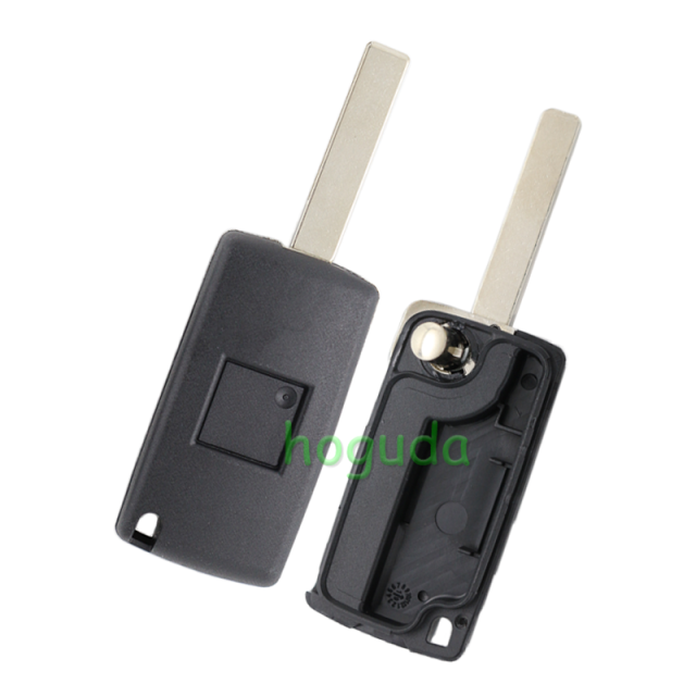 For Peugeot 407 blade 3 button flip remote key shell with trunk button ( HU83 Blade - Trunk - No battery place )