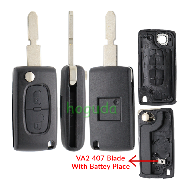 For Peugeot 406 blade 2 buttons flip remote key shell ( NE78 Blade - 2Button - With battery place )