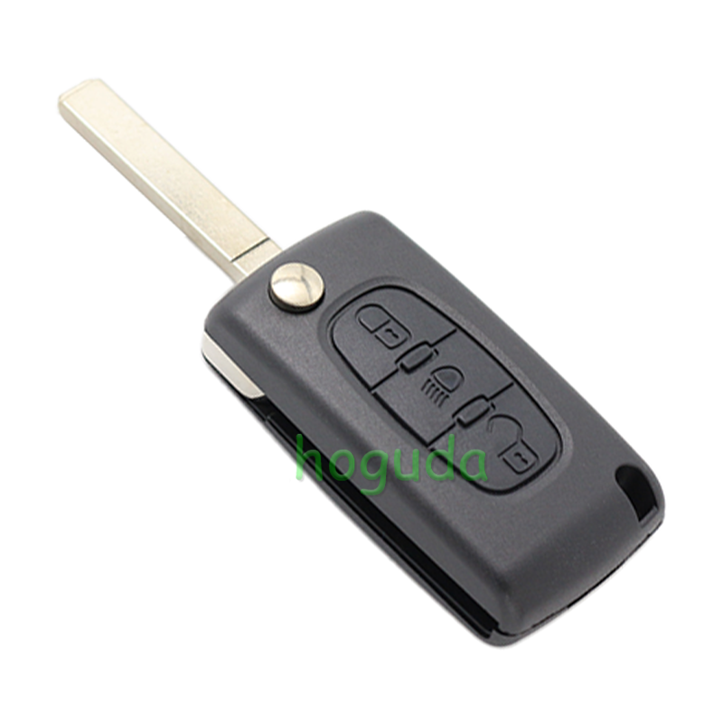 For Peugeot 307 blade 3 button flip remote key blank with light button ( VA2 Blade - 3Button -  Light - No battery place) (No Logo)