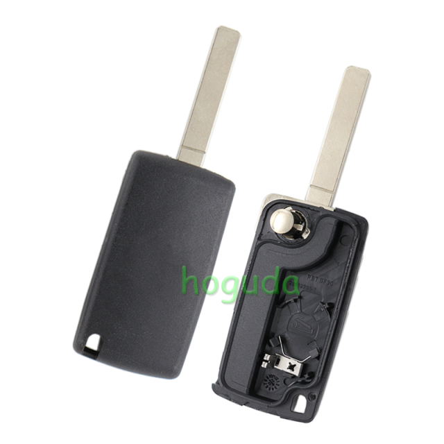 For Peugeot 307 blade 3 button flip remote key blank with light button ( VA2 Blade - 3Button -  Light - With battery place) (No Logo)