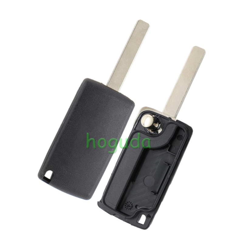 For Peugeot 407 blade 3 button flip remote key blank with light button ( HU83 Blade - Light - No battery place) (No Logo)