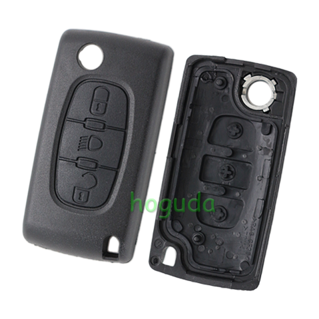 For Peugeot 307 blade 3 button flip remote key blank with light button ( VA2 Blade - 3Button -  Light - No battery place) (No Logo)