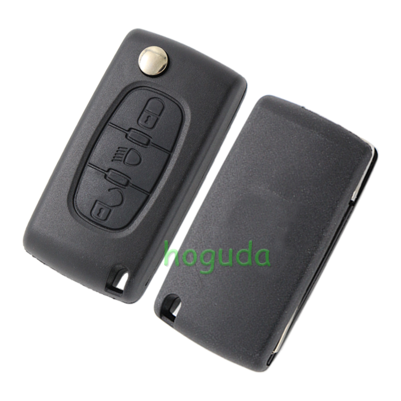 For Peugeot 307 blade 3 button flip remote key blank with light button ( VA2 Blade - 3Button -  Light - With battery place) (No Logo)