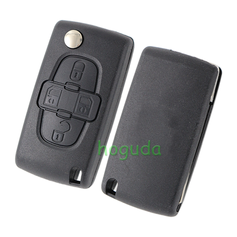 For Peugeot 4 button remote key blank with 407 blade  ( HU83 Blade -4 Button- With battery place ) (No Logo)