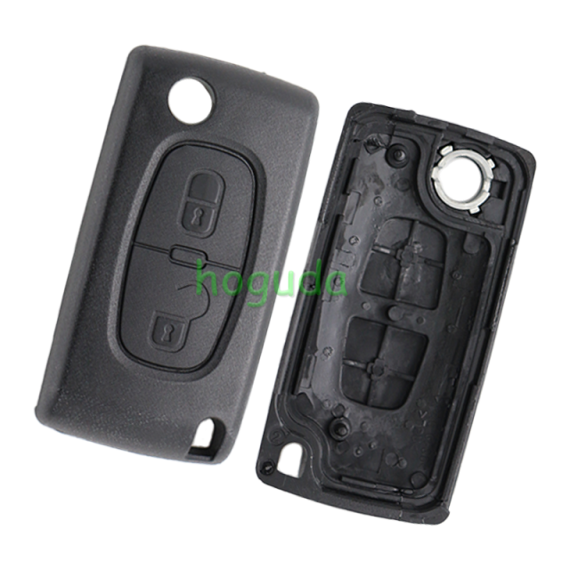 For Peugeot 407 blade 2 buttons flip remote key shell ( HU83 Blade - 2Button - No battery place )