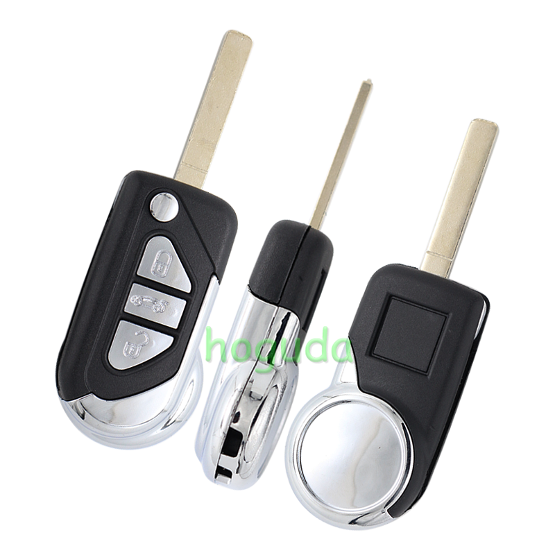 For Peugeot 3 button flip remote key blank with VA2 &amp; 307 blade