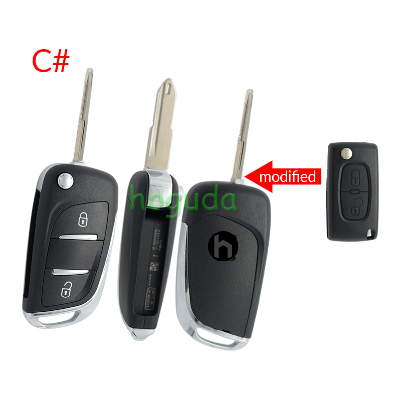 For Peugeot 2 button modified flip remote key blank with VA2 307 Blade -- Without battery