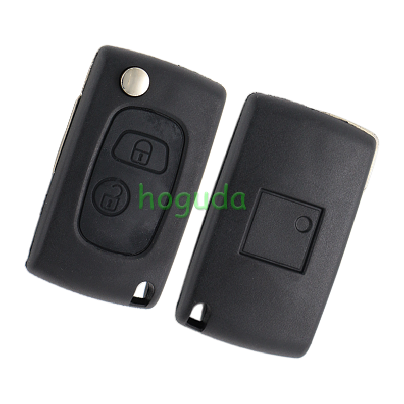 For Peugeot 2 button modified flip remote key blank with VA2-307 Blade