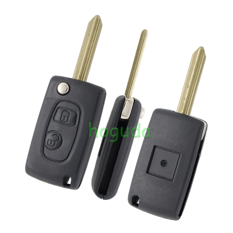 For Peugeot 2 button modified flip remote key blank with SX9-Toy43 blade