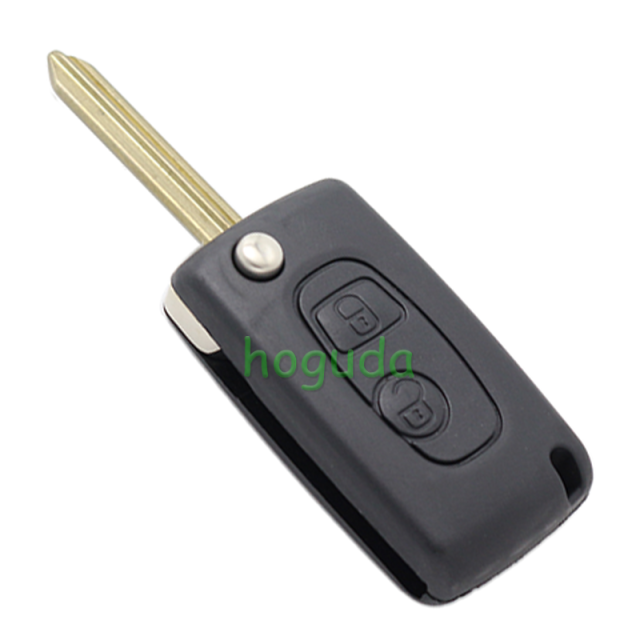 For Peugeot 2 button modified flip remote key blank with SX9-Toy43 blade