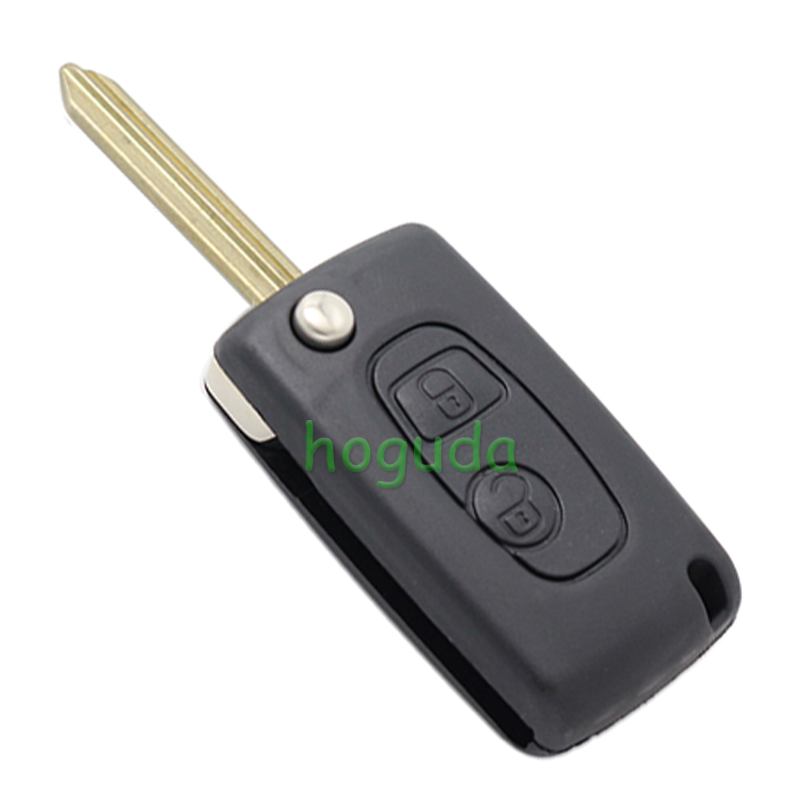 For Peugeot 2 button modified flip remote key blank with SX9-Toy43 blade