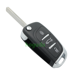 For Peugeot 3 button modified flip remote key blank with VA2 307/HU43/206 Blade -- With battery place used for 0536 model remote control (No Logo)