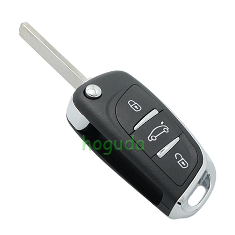 For Peugeot 3 button modified flip remote key blank with VA2 307/HU43/206 Blade -- With battery place used for 0536 model remote control
