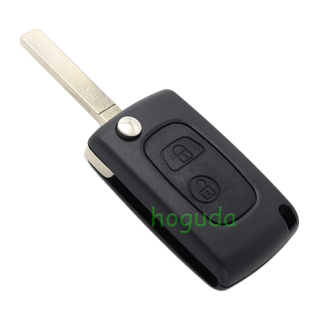 For Peugeot 2 button modified flip remote key blank with VA2-307 Blade