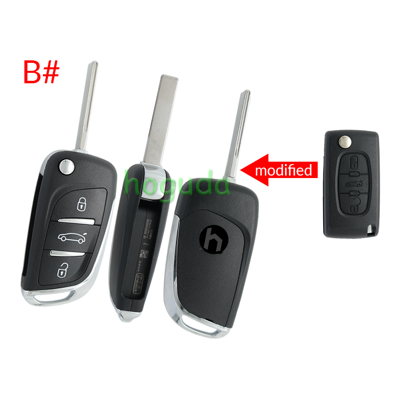 For Peugeot 2 button modified flip remote key blank withVA2 307/HU43/206 Blade -- Without battery place