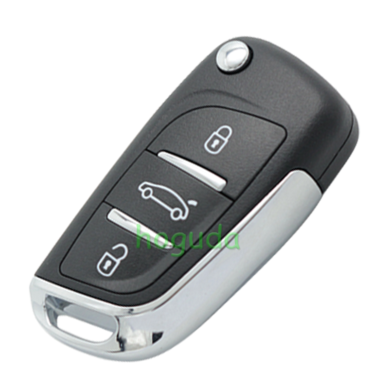 For Peugeot 3 button modified flip remote key blank with VA2 307/HU43/206 Blade -- With battery place used for 0536 model remote control (No Logo)