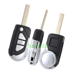 For Peugeot 3 button flip remote key blank with HU83 &amp; 407 Key blade