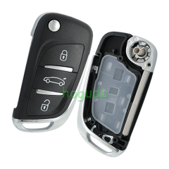 For Peugeot 3 button modified flip remote key blank with VA2 307/HU43/206 Blade -- With battery place used for 0536 model remote control (No Logo)