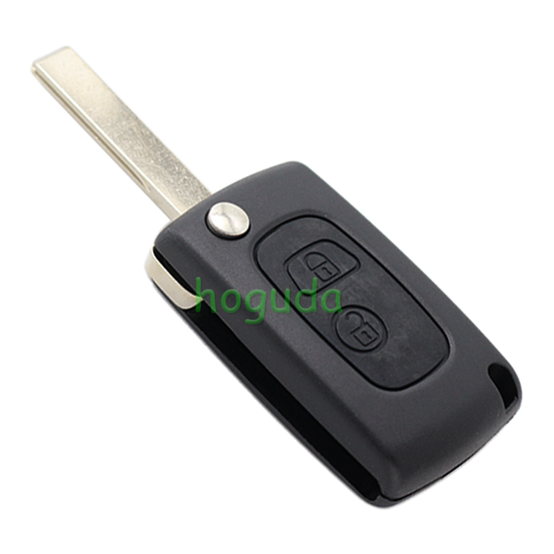 For Peugeot 2 button modified flip remote key blank with HU83-407 Blade