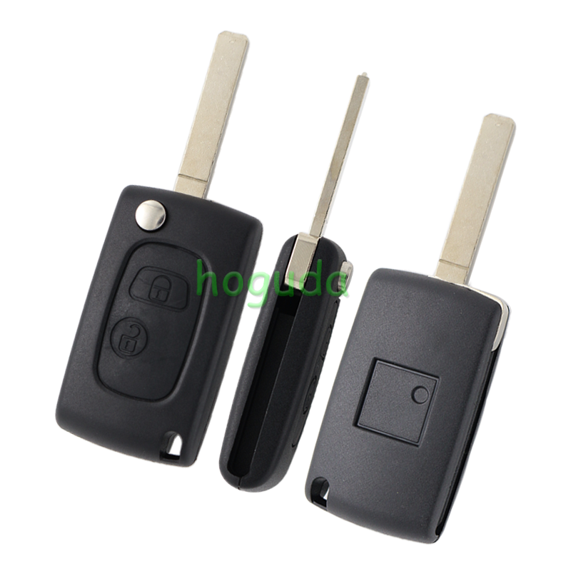 For Peugeot 2 button modified flip remote key blank with VA2-307 Blade