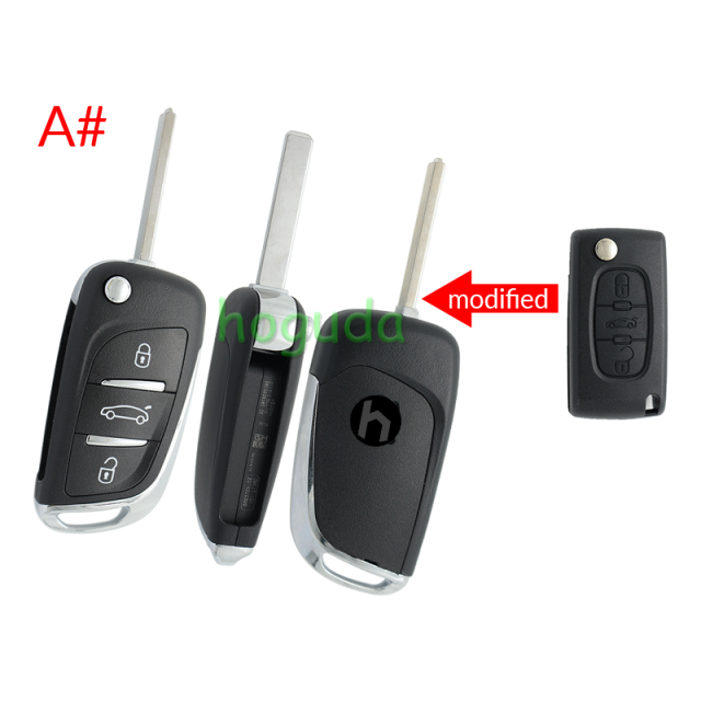 For Peugeot 2 button modified flip remote key blank withVA2 307/HU43/206 Blade -- Without battery place