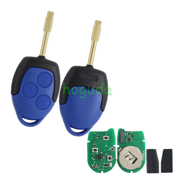 For New Ford Transit blue  3 button remote key with black blade 433MHz ASK 4D63 CHIP FCCID:6C1T 15K601 AG