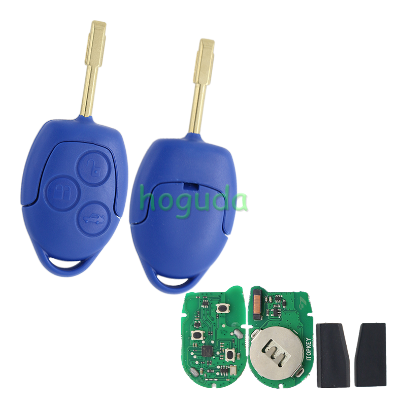 For New Ford Transit blue  3 button remote key with blue blade 433MHz ASK 4D63 CHIP FCCID:6C1T 15K601 AG