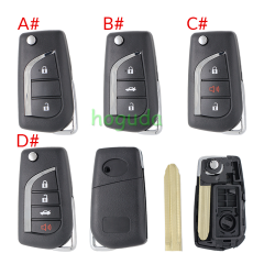 For Toyota 2/3/2+1/3+1 button flip remote key blank withToy43 Blade