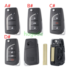 For Toyota 2/3/2+1/3+1 button flip remote key blank withToy48 Blade
