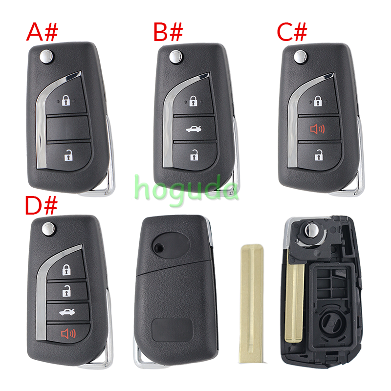 For Toyota 2/3/2+1/3+1 button flip remote key blank withToy48 Blade