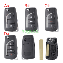 For Toyota 2/3/2+1/3+1 button flip remote key blank with VA2 Blade