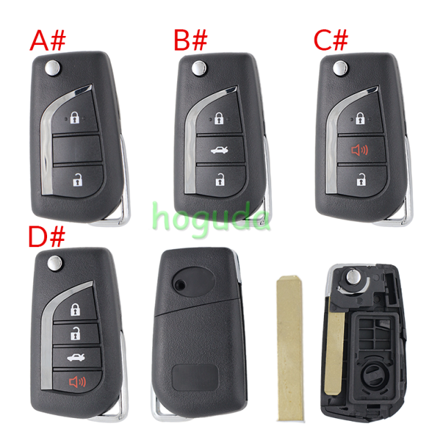 For Toyota 2/3/2+1/3+1 button flip remote key blank with VA2 Blade
