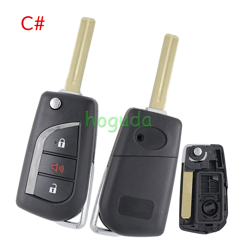 For Toyota 2/3/2+1/3+1 button flip remote key blank withToy48 Blade