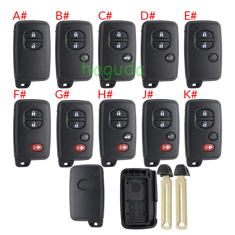 For Toyota 2 button remote key blank  (the button is round)，please choose the key button.