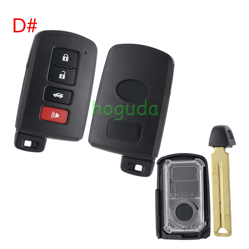 For Toyota 2/2+1/3/2+1/4 button smart remote key shell with white Battery holder ,the button is square