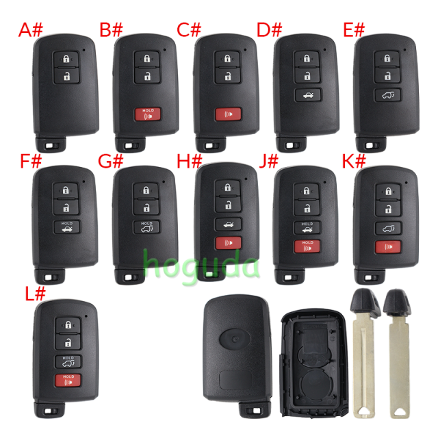 For Toyota 2/2+1/3/3+1 button remote key blank (the button is square)