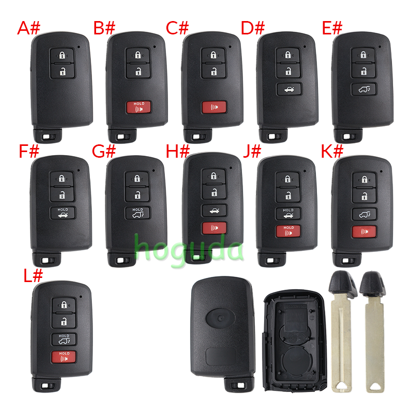 For Toyota 2/2+1/3/3+1 button remote key blank (the button is square)