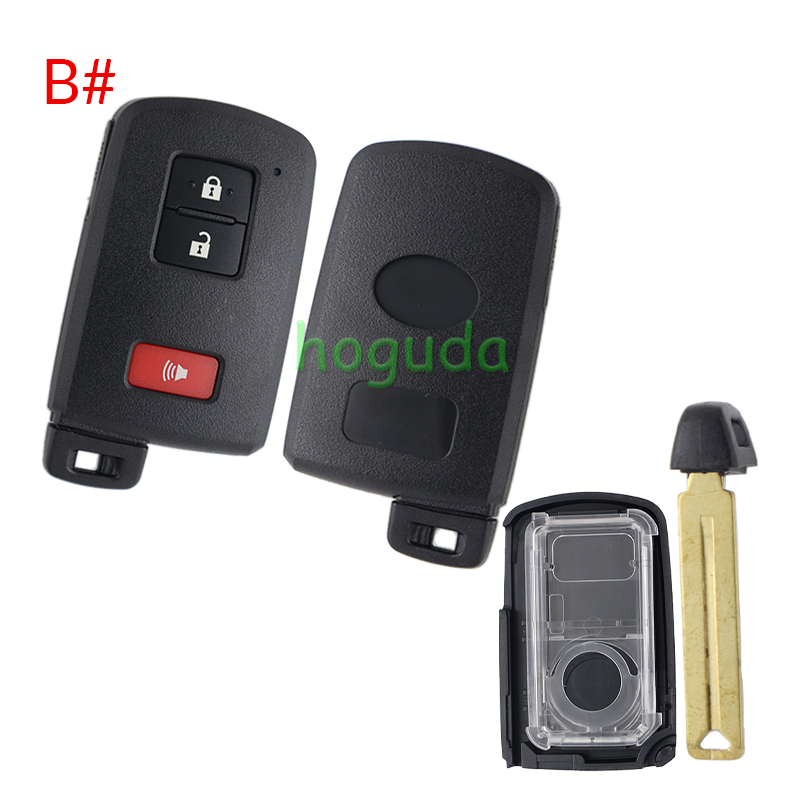 For Toyota 2/2+1/3/2+1/4 button smart remote key shell with white Battery holder ,the button is square
