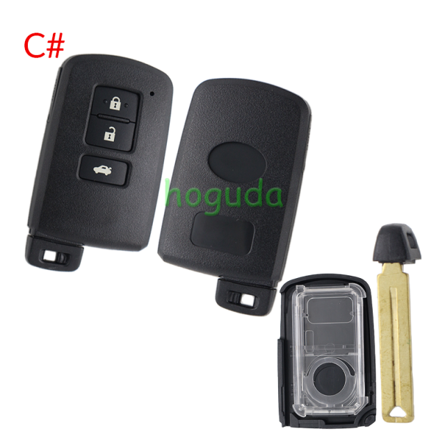 For Toyota 2/2+1/3/2+1/4 button smart remote key shell with white Battery holder ,the button is square