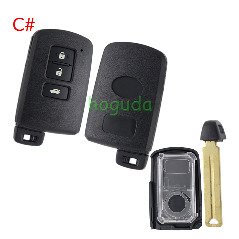 For Toyota 2/2+1/3/2+1/4 button smart remote key shell with white Battery holder ,the button is square