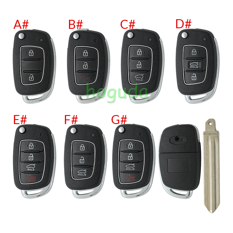 For New Hyundai 2/2+1/3/3+1 button remote key blank with HY14 left Blade