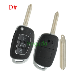 For New Hyundai 2/2+1/3/3+1 button remote key blank with HY14 left Blade