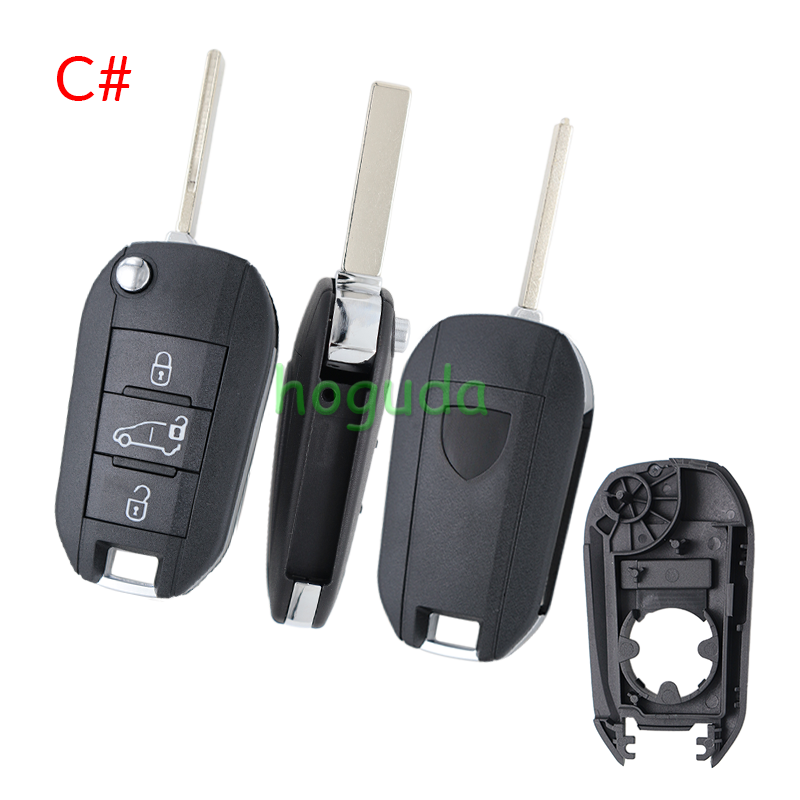 For Peugeot 3 button remote  Key Shell with HU83 407 blade EU version