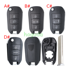 For Peugeot 3 button remote  Key Shell with HU83 407 blade EU version