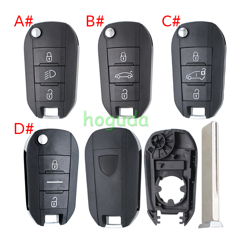 For Peugeot 3 button remote  Key Shell with HU83 407 blade EU version