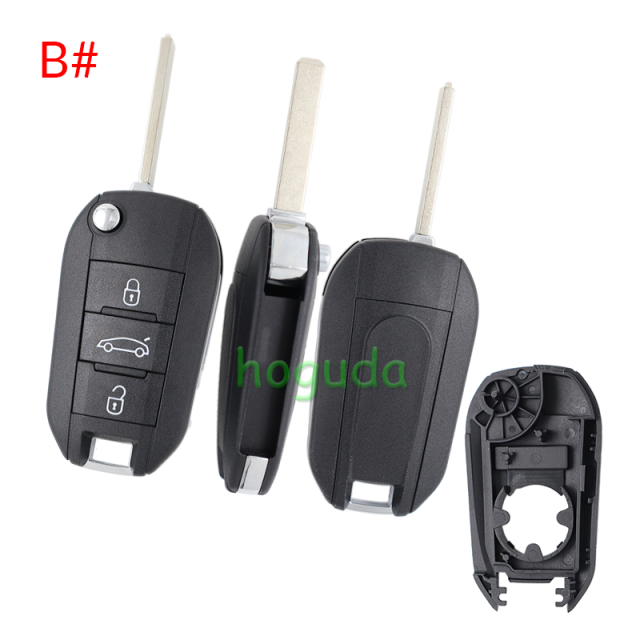 For Peugeot 3 button remote  Key Shell with VA2 307 blade EU version