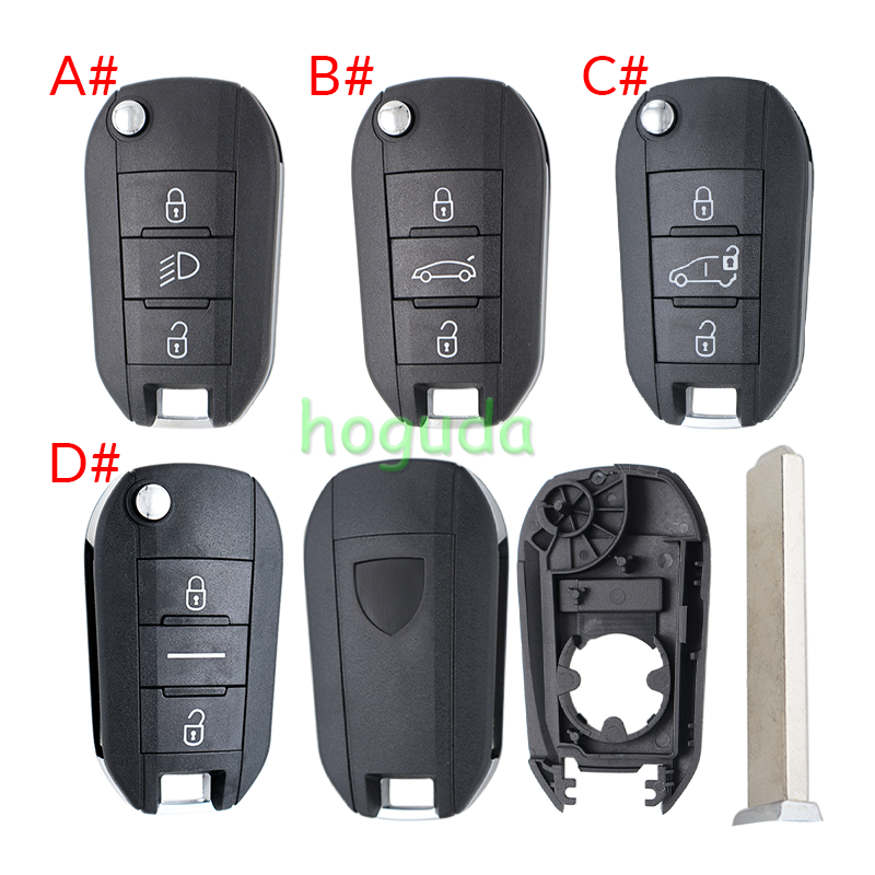 For Peugeot 3 button remote  Key Shell with VA2 307 blade EU version